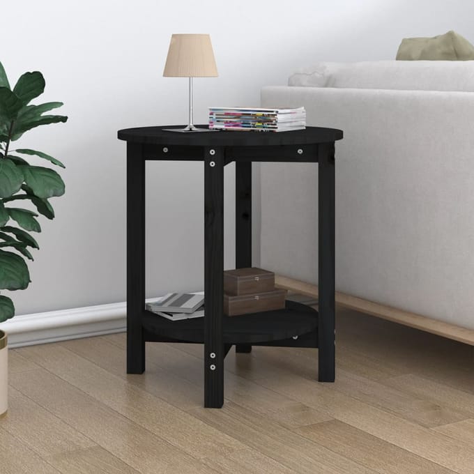 vidaXL - Salontafel - Ø - 55x60 - cm - massief - grenenhout - zwart