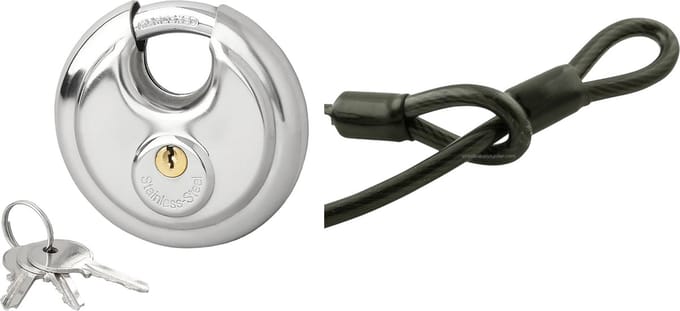 Staalkabel met 90mm discusslot - 3m kabel - geplastificeerd - extra dik 20mm - kabelslot motor