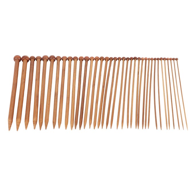 36 stuks Breinaalden Enkel Punt 2mm tot 10mm Bamboe Rechte Naalden voor Truien Sokken Handschoenen beige