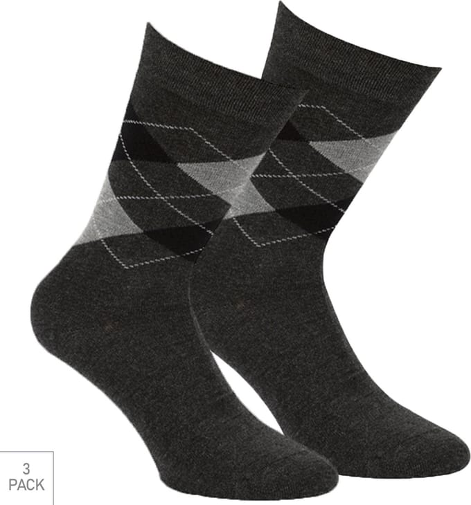 Boru Bamboo - 3-Pack - Geruite Sokken - Bamboe - Hypoallergeen - Heren / Dames - antraciet - 43-45 - 2325