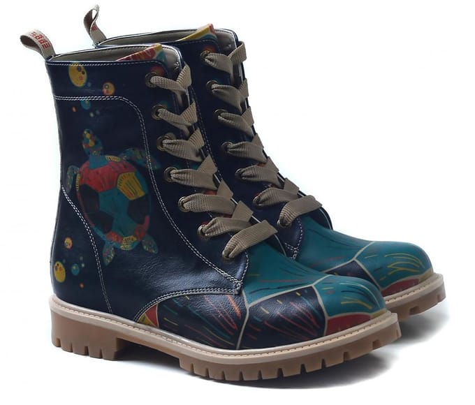 Goby Cosmic Turtle Dames Veterboots - Handgemaakt Vegan Leer - Maat 37