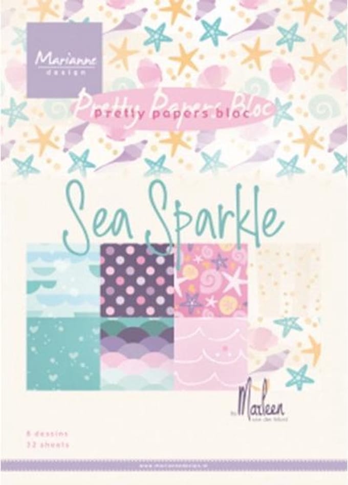 Marianne Design Pretty Paper Bloc - Sea sparkle - A5 - 32 vellen