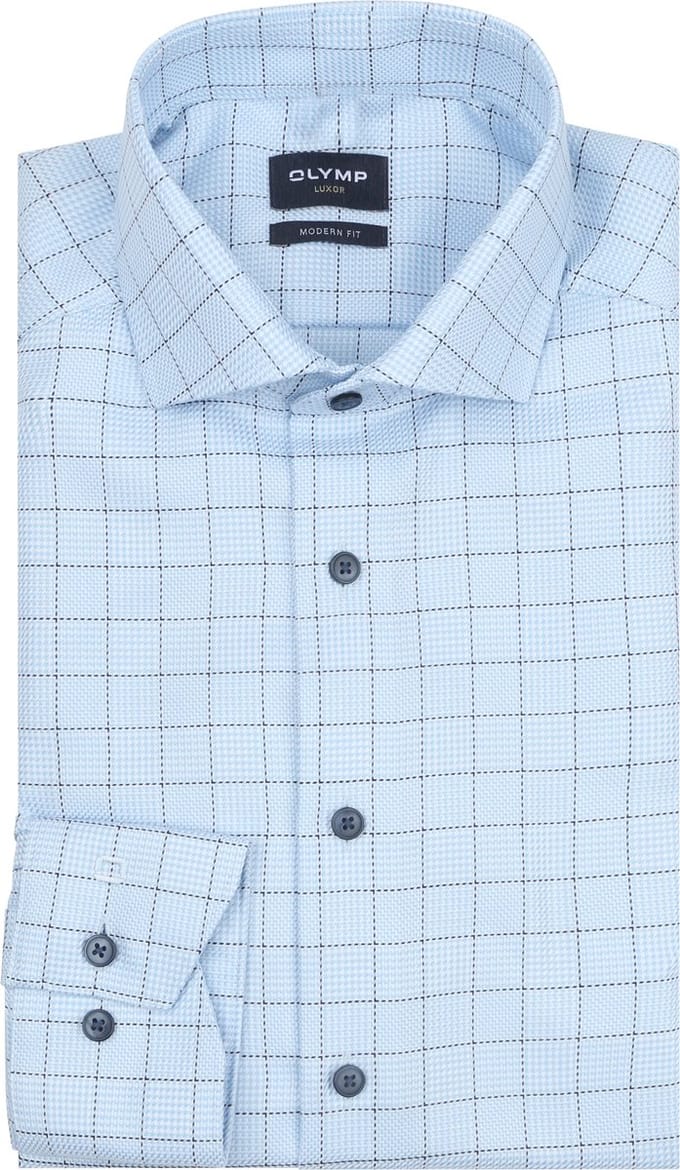 Olymp Luxor Overhemd Multicheck Blauw - Maat 46 - Heren - Overhemden Formeel