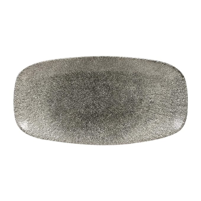 Churchill Raku Quartz Black Chefs Ovaal Bord 29.8 x 15.2cm (12 stuks)