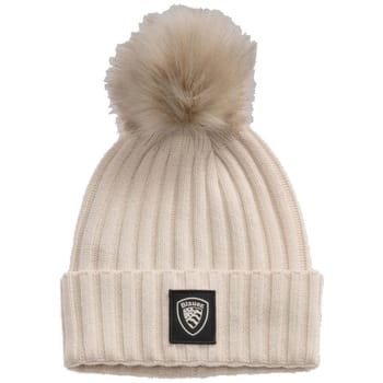 Gebreide muts met pompon en labeldetail model 'LIFE'