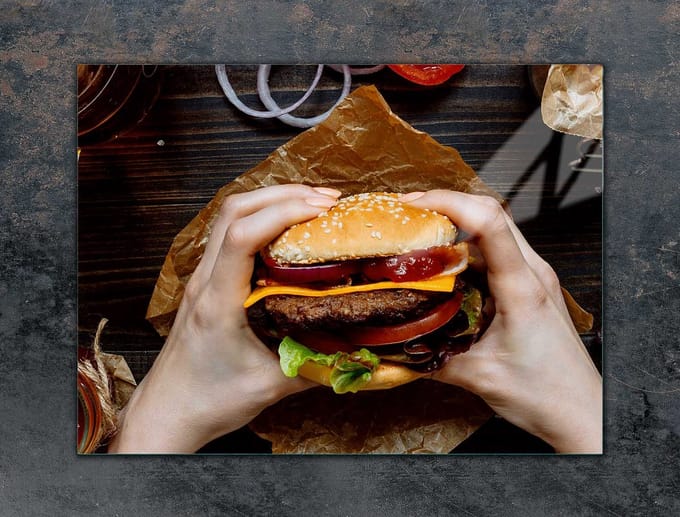 TMK ArtDeko - Snijplank - Glas - 70x52 cm - Hamburger