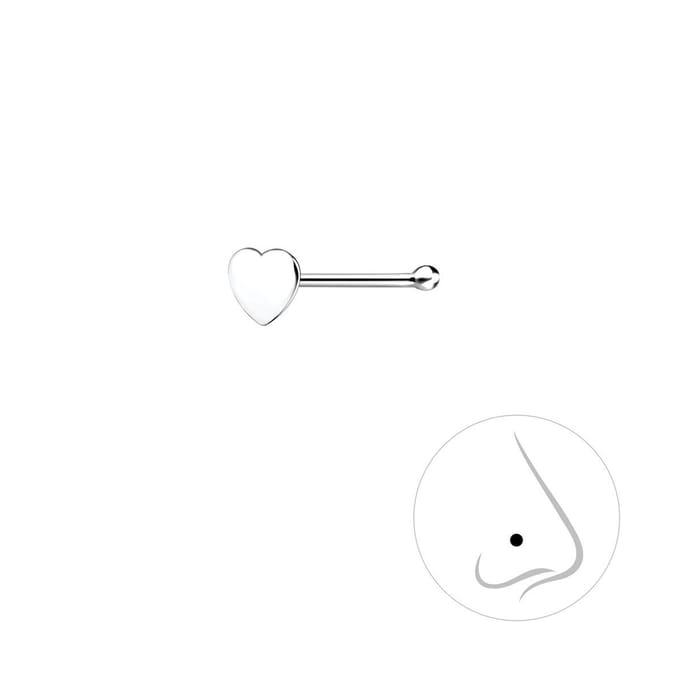 Joy|S - Zilveren petit hartje neuspiercing - 3 mm - 2 stuks