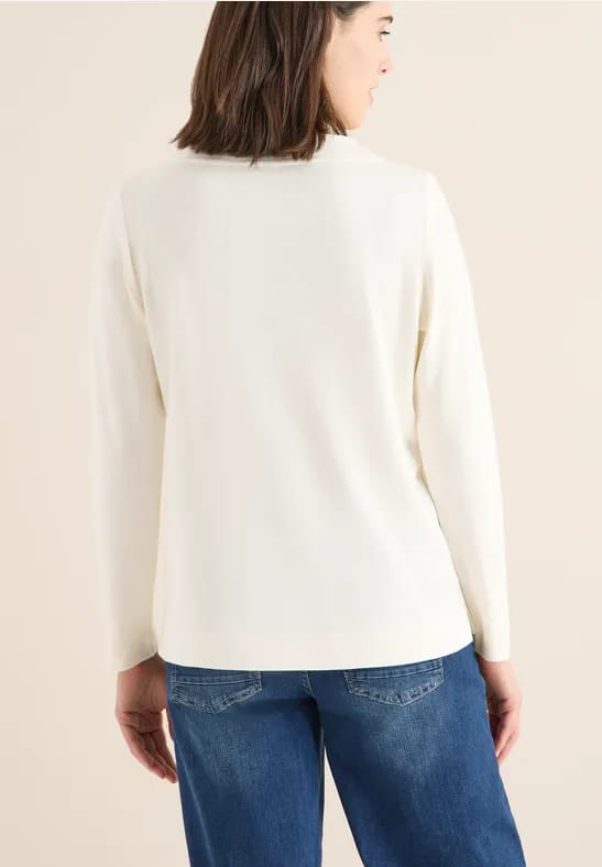 Shirt met trechtervormige hals in effen kleur