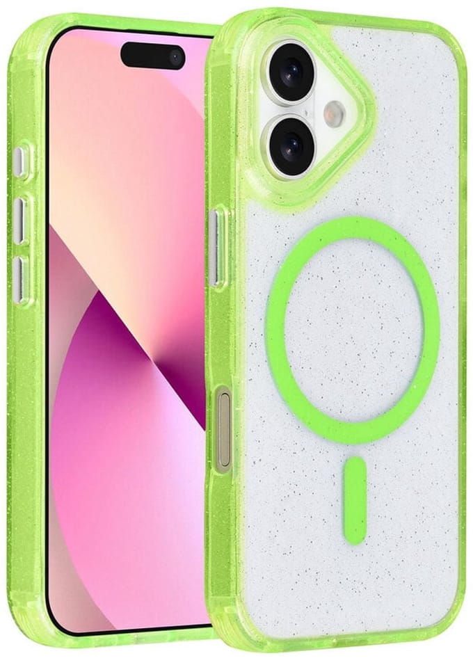 TUNIQ Backcover hoesje - iPhone 17 - Groen - MagSafe - Glitter - Hanger