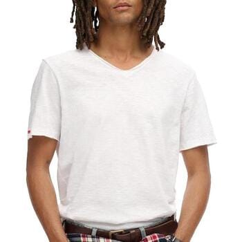 T-shirt gemêleerd met V-hals en raw edges Superdry