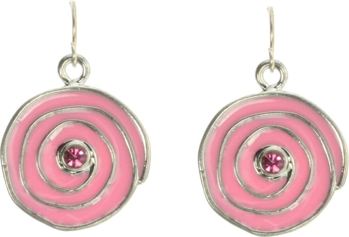 Behave - Ronde oorhangers roze met kristalsteen - Modeaccessoire
