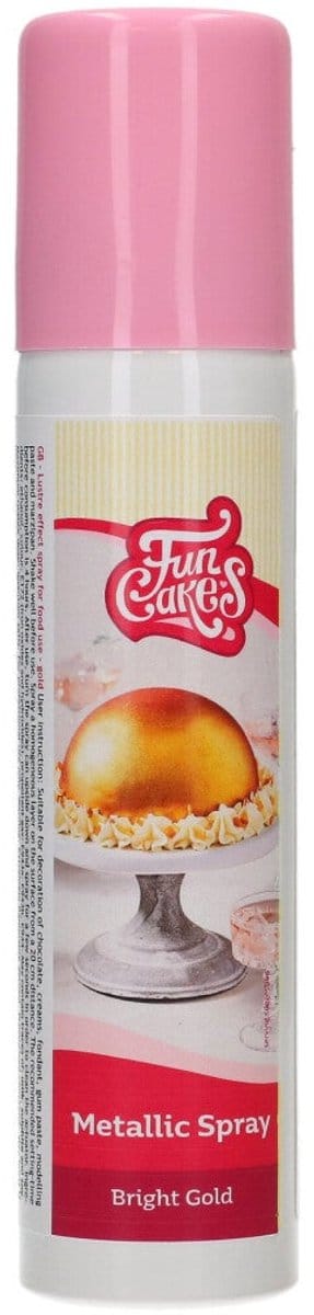 FunCakes Metallic Spray - Stralend Goud - 100ml - Eetbare Kleurstof - Taartdecoratie