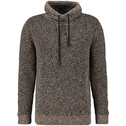 Ragman Trui Texture Knit Stand Up Maseltov Drawstring Collar Taupe-Grijs / male