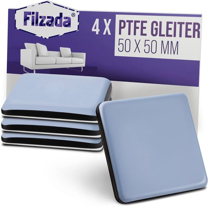 Teflon meubelglijders 50 x 50 mm - zelfklevend en professioneel - 4 stuks