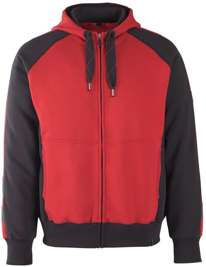 Mascot Unique Capuchontrui met rits 50566-963 - Rood/Zwart - M