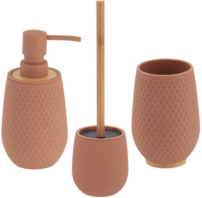Tendance badkamer accessoires set honeycomb - bruin - rubber/bamboe