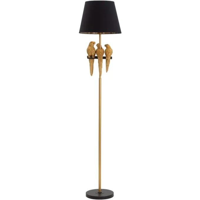 Paris Prix Staande lamp van goudkleurig metaal met papegaaien Ø cm 37x164,5