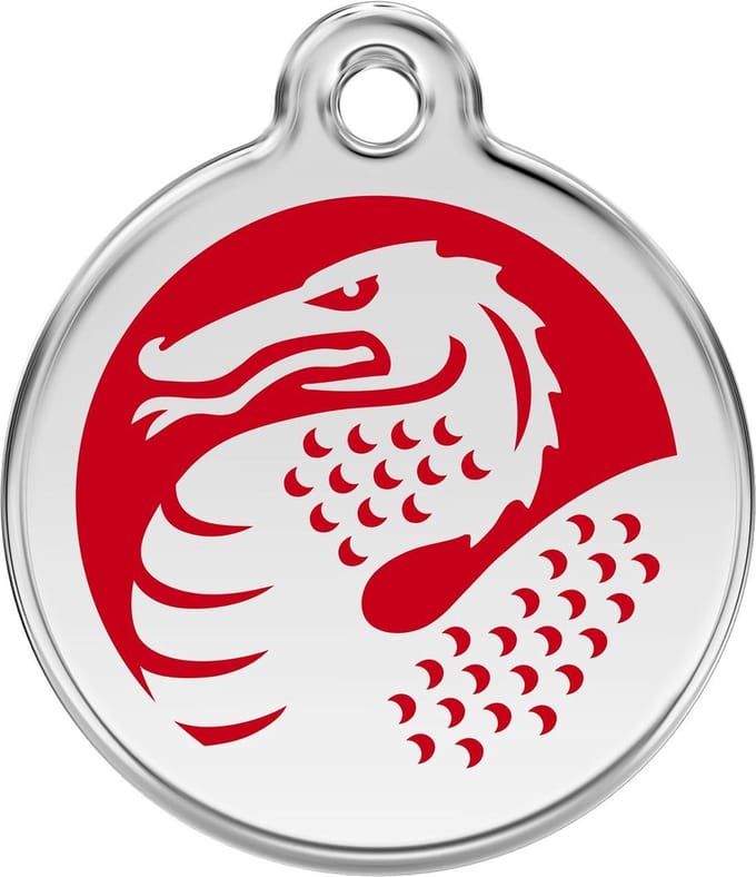 Red Dingo Hondenpenning 38 mm draak rood