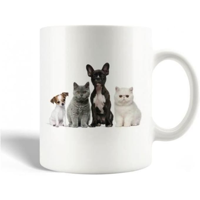 Mug en Céramique Chiens Et Chats Noirs Blancs Gris Et Marrons Races de chats