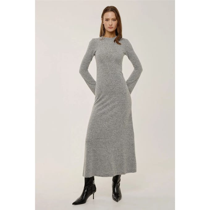 Textured Maxi-jurk met Ronde Hals