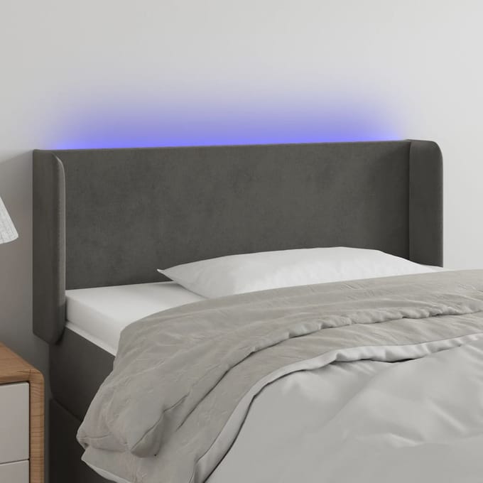 vidaXL - Hoofdbord - LED - 93x16x78/88 - cm - fluweel - donkergrijs