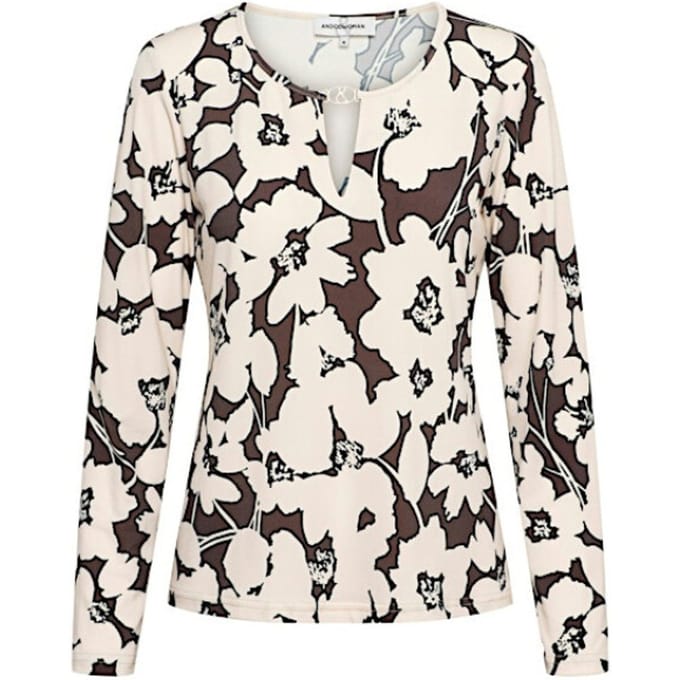 &Co Woman &co women top vigo big flower chocolate multi