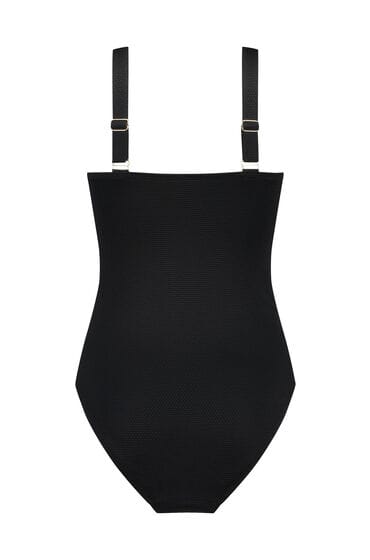 Hunkemöller Dames Badmode Badpak Scallop - Zwart - Maat 36