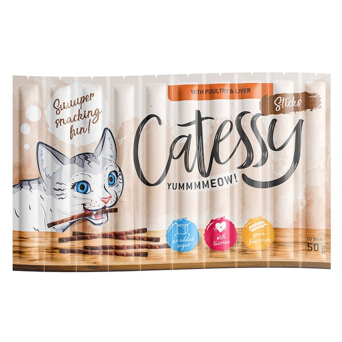 150x5g Sticks Gevogelte & Lever Catessy Kattensnacks