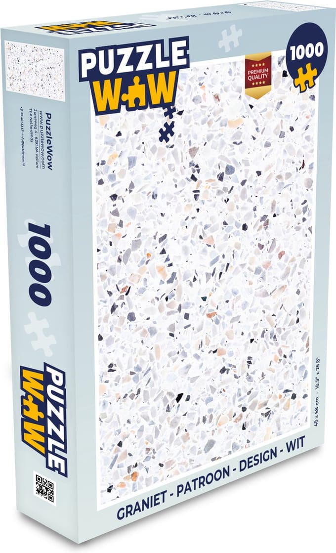 Puzzel Graniet - Structuur - Design - Wit - Legpuzzel - Puzzel 1000 stukjes volwassenen