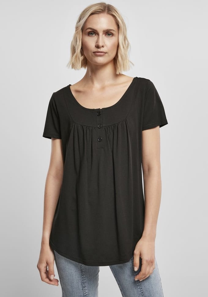 Urban Classics - Viscose Button Up Top - S - Zwart