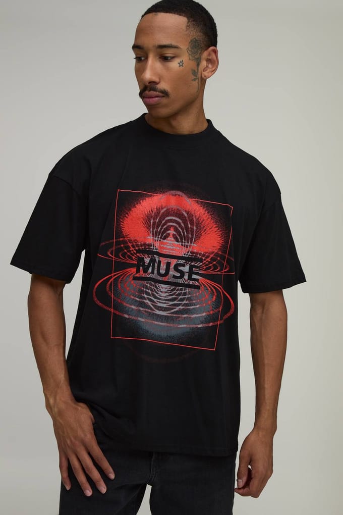 Oversized T-shirt Met Muse Licentie Print | Black | Size 5XL