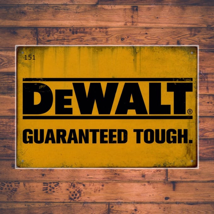 Wandbordje DeWalt Gereedschap Logo Accu Geerdschap