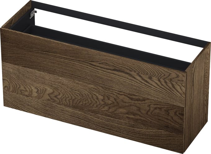 INK wastafelonderkast 2 laden greeploos push to open echt hout 140x45x65cm, massief eiken charcoal