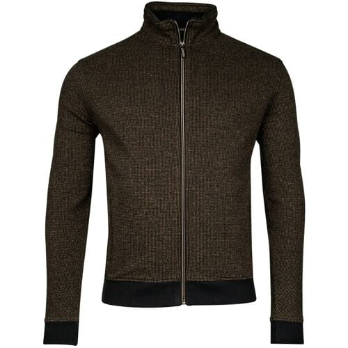 Baileys Vest 2-Tone Jacquard Doubleface Interlock Sweat Cardigan Zip Donker Bruin / male
