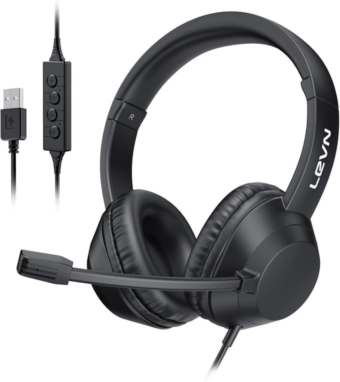 USB Headset met Microfoon voor Laptop en PC - Ruisonderdrukking en In-Line Bediening