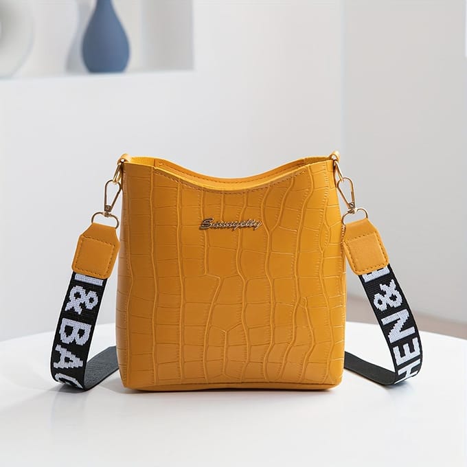 Modieuze en Kleurrijk Patroon Grote Emmer Tas voor Dames, Schoudertas wit