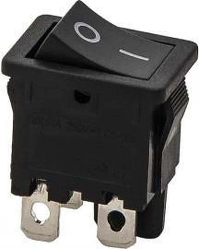 SCHAKELAAR - ‘on/off' - 250V 6A - ZWART - 4 polig