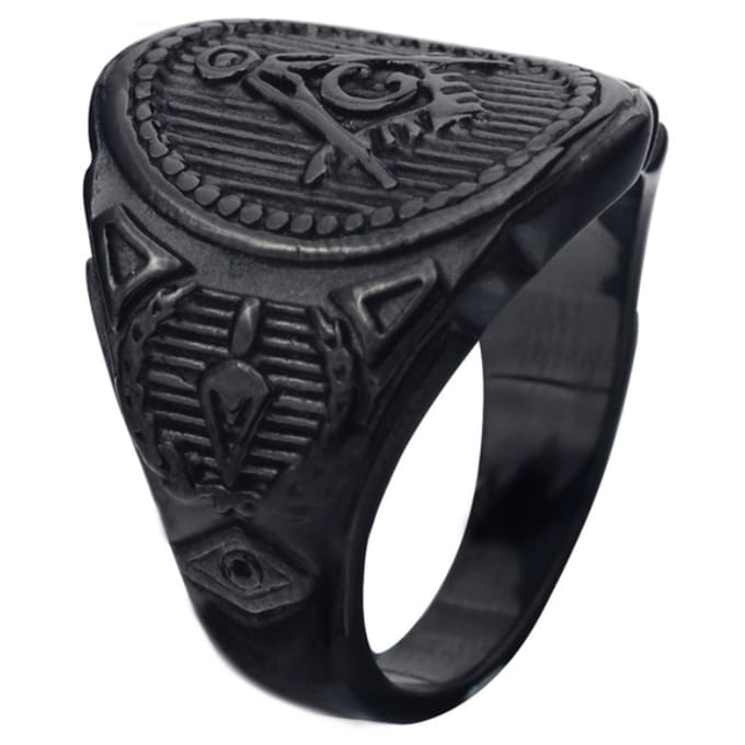 Heren ring Vrijmetselaars Edelstaal Zwart -19mm