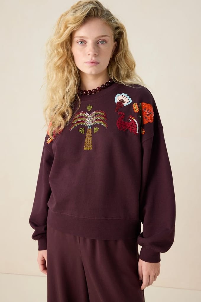 Sissy-Boy - Donkerbruine sweater met pailletten