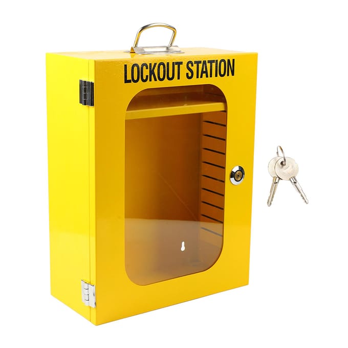Lockout Tagout Station Wandmontage Stalen Constructie Heavy Duty LOTO Box Kast voor Machine brown