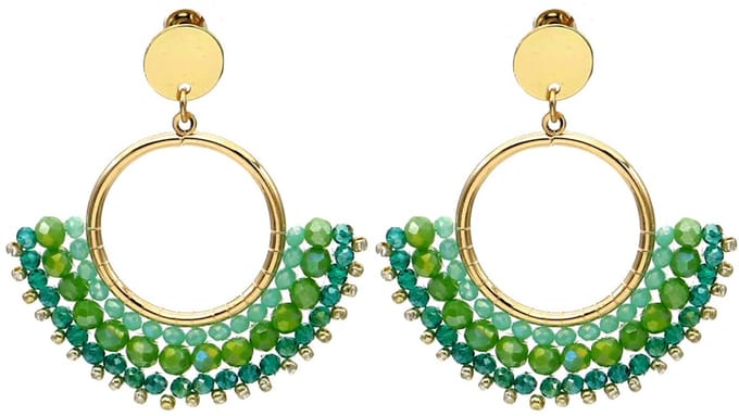 Oorbellen met glaskralen – groen – 5x4,5 cm
