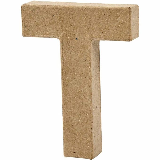 Letter, T, H: 10 cm, B: 7,8 cm, dikte 1,7 cm, 1 stuk