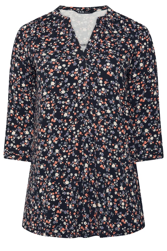 Yours Zwart Shirt Met Bloemenprint Size 62-64