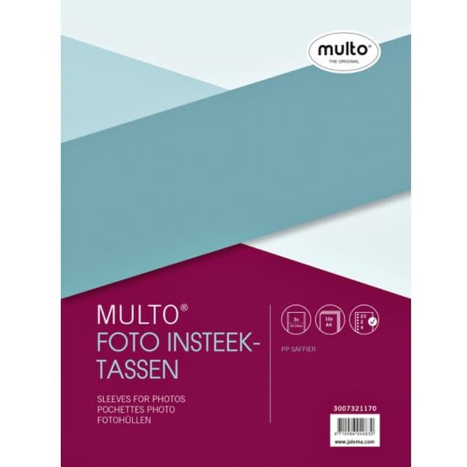 Fototas Multo A4 23-gaats 3-vaks 10x15cm + schrijfstrook PP transparant 10 stuks