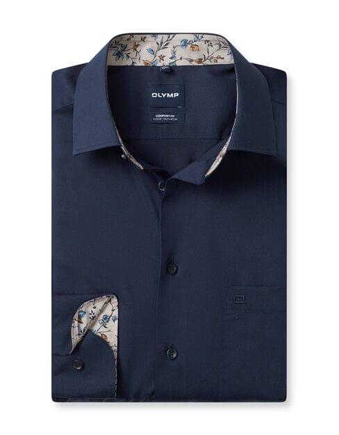 OLYMP Luxor Overhemd, Comfort Fit, New Kent, Marineblauw