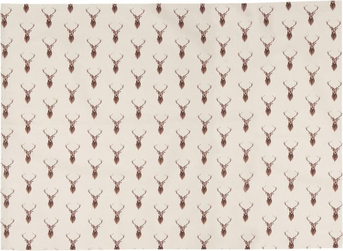 Clayre & Eef Placemats Set van 6 48x33 cm Beige Rood Katoen Rechthoek Hert Tafelmat