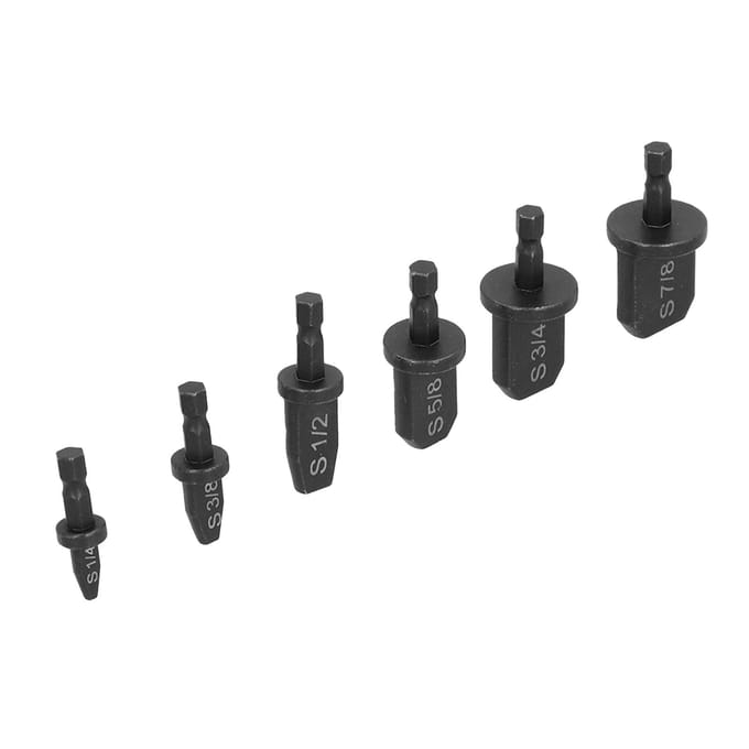 6 stuks Swaging Tool Boorbit Set Zeskant Driehoekige Schacht Handmatig Koperen Pijp Flensgereedschap HVAC