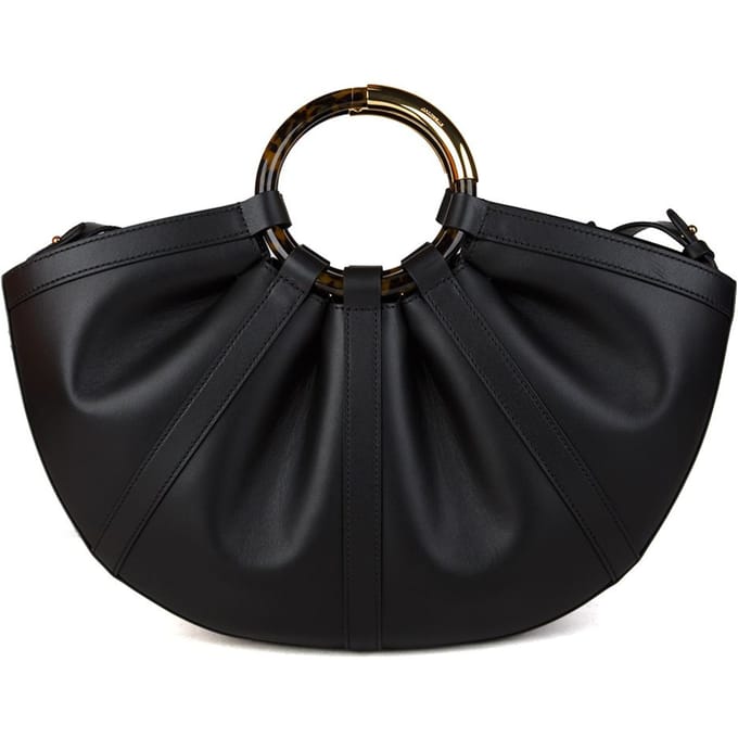 COCCINELLE Leren handtas schoudertas Shell Handbag Smooth Leather Noir zwart