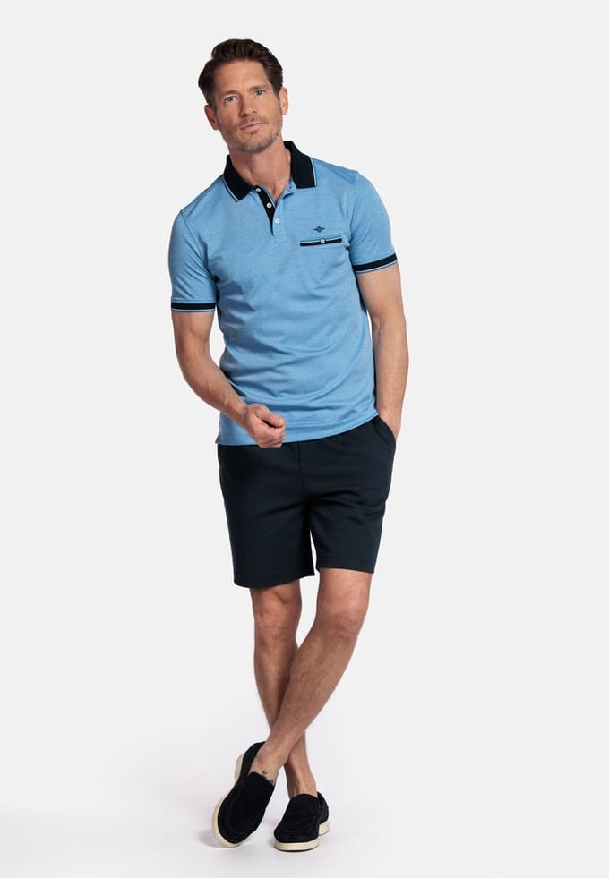Baileys Delft Blue Standaard korte mouw Modern Fit Two Tone Polo 515256 65