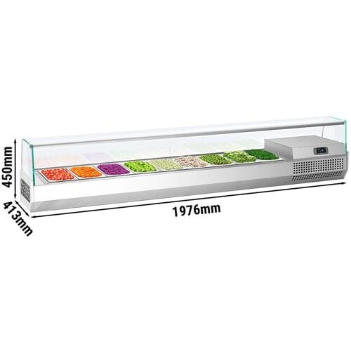 GGM Gastro Opzetkoelvitrine PREMIUM PLUS - 1976x353mm - 9x GN 1/4 zilver